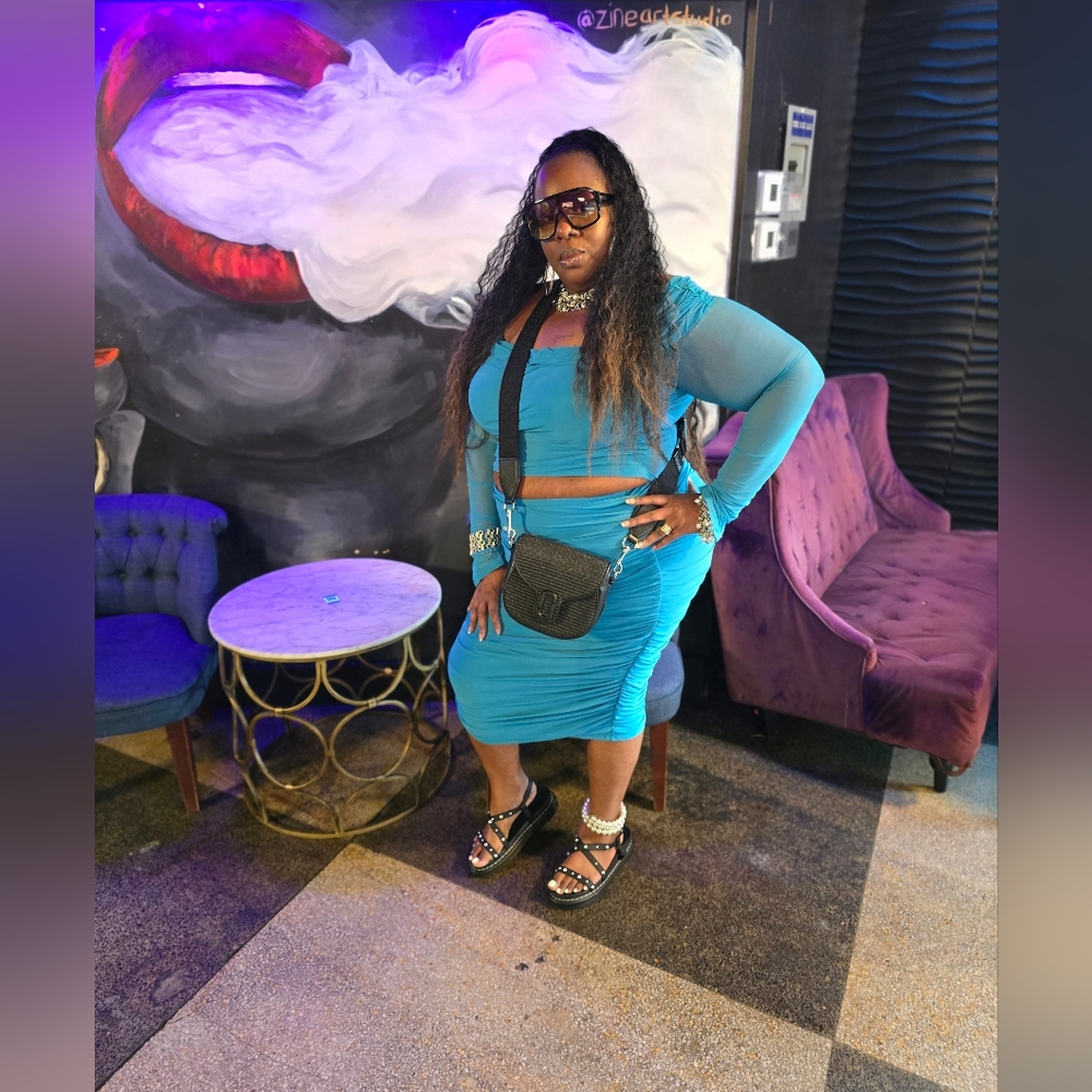 Blue skirt set